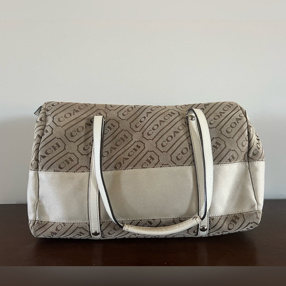 Coach purse - Tan, brown and cream satchel style coach F-1225